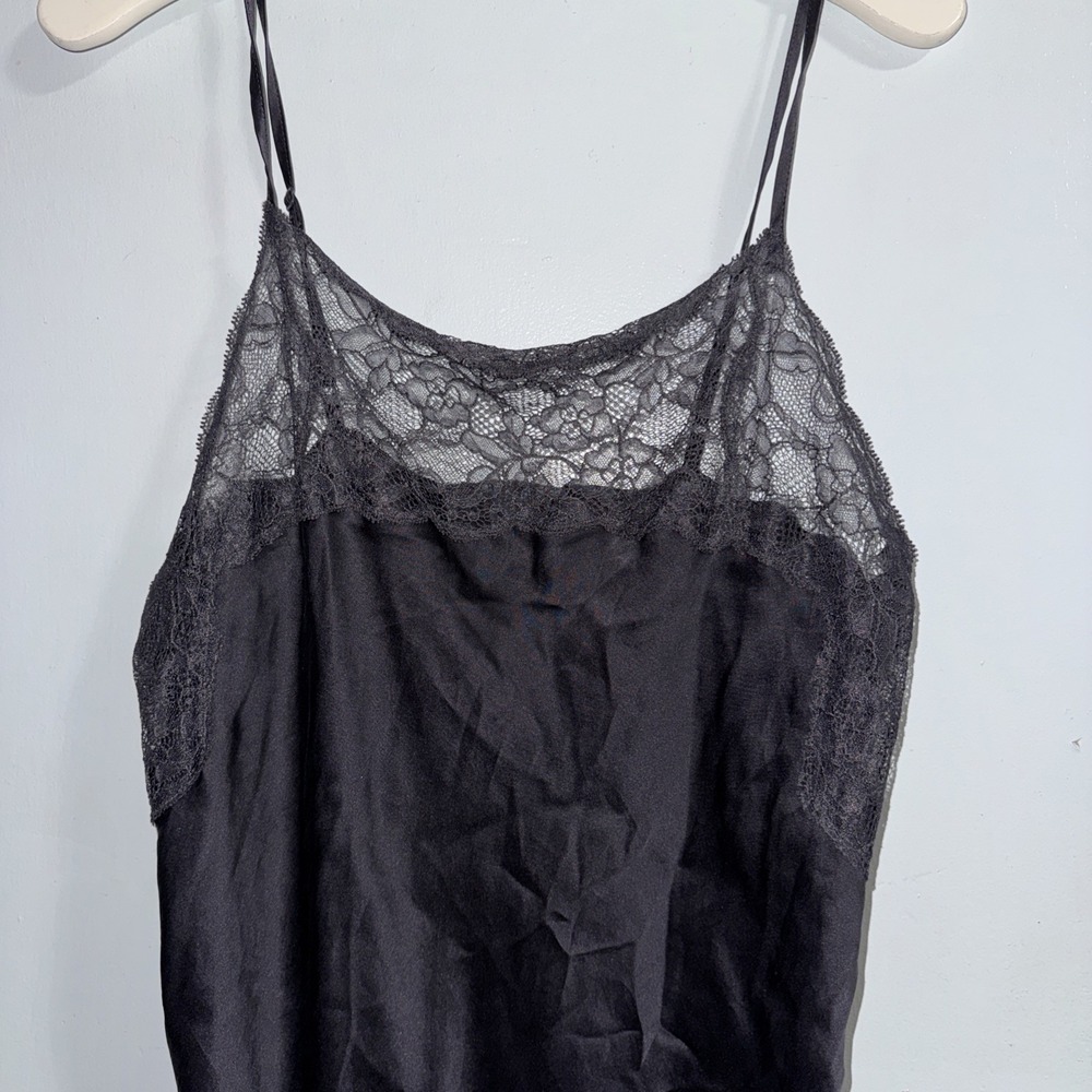Victorias Secret 2008 Vintage Romantic Gothic Black Silk Lace Slip Dress Size M - Picture 3 of 6